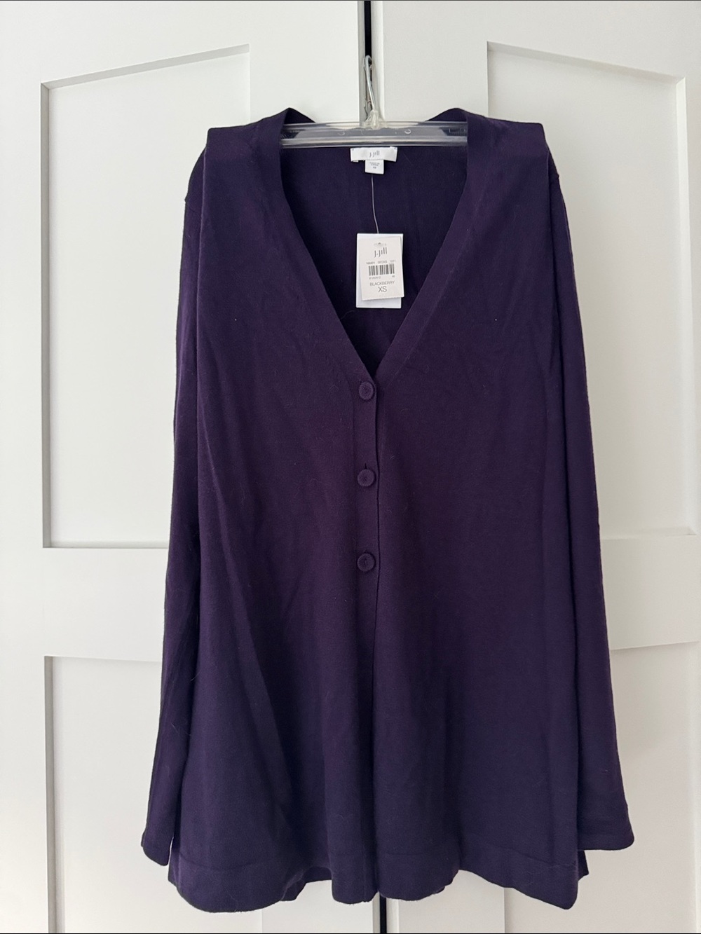 J.Jill Purple 3-Button-Front Cardigan New